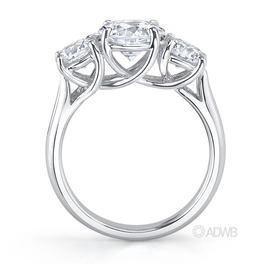 Monaco 3 stone round brilliant cut diamond ring