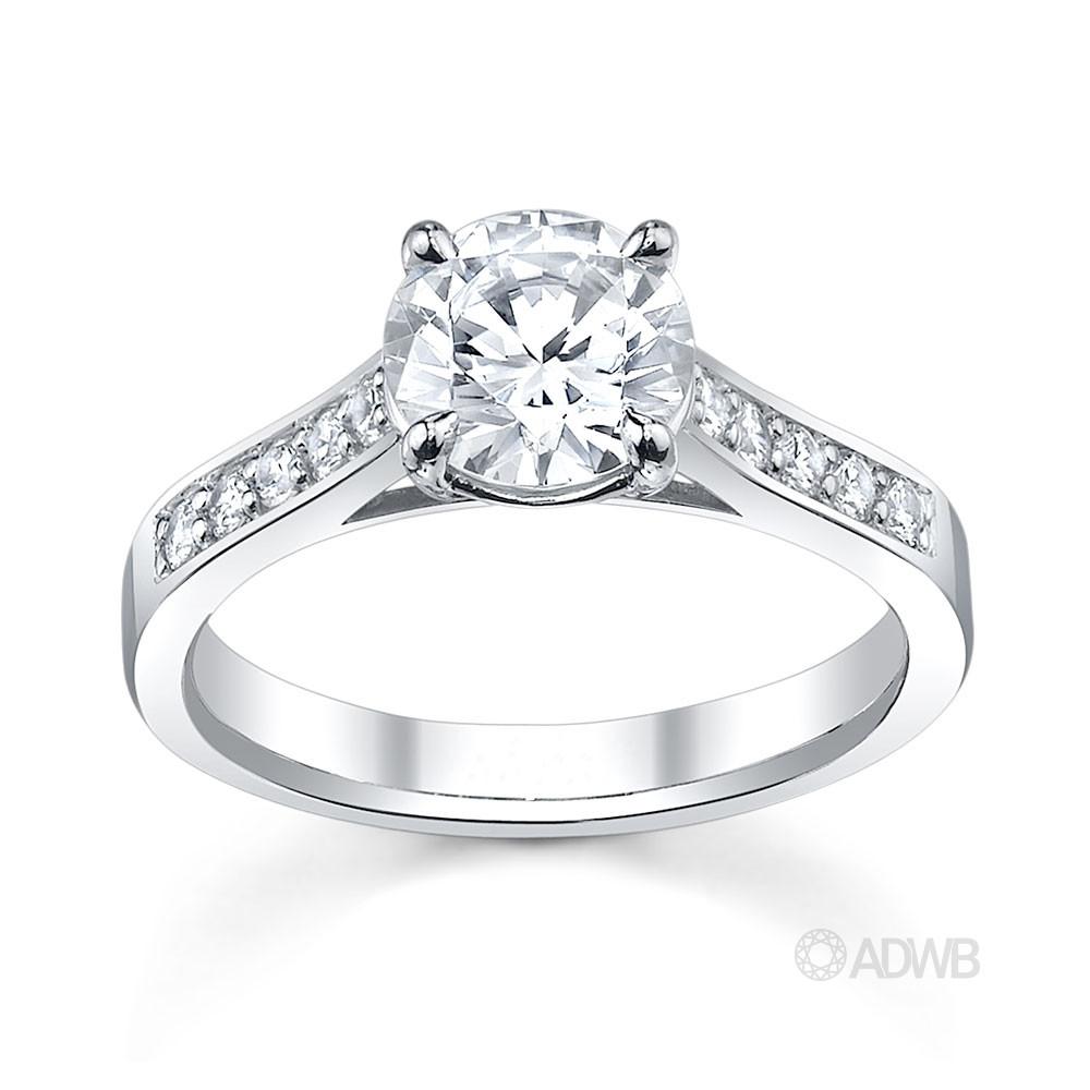 Australian Diamond Broker - Traditional round brilliant cut diamond ring with bead set diamond band