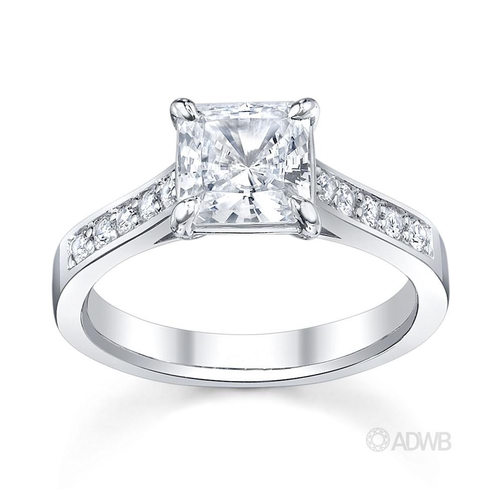 Australian Diamond Broker - Classic Princess cut diamond ring-grain set diamond band