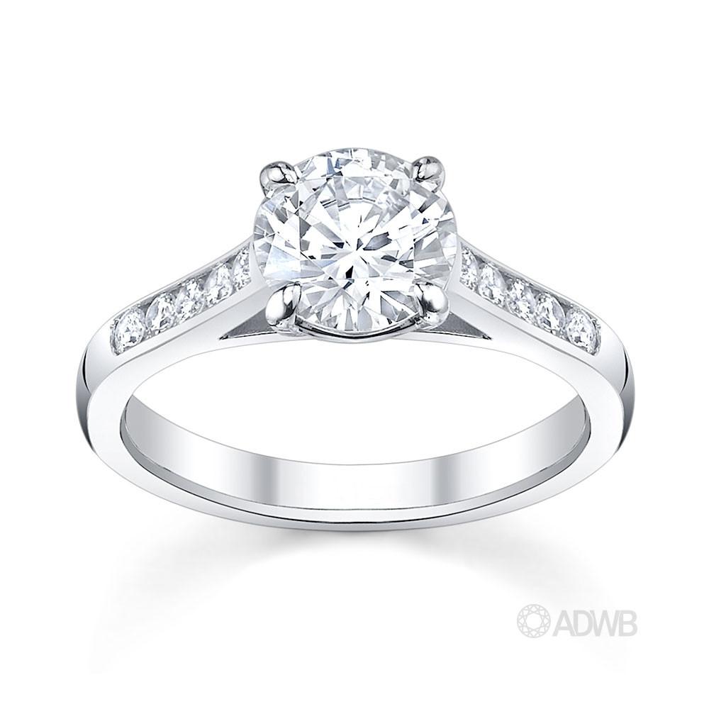 Australian Diamond Broker - Traditional round brilliant cut diamond ring with channel set diamond band