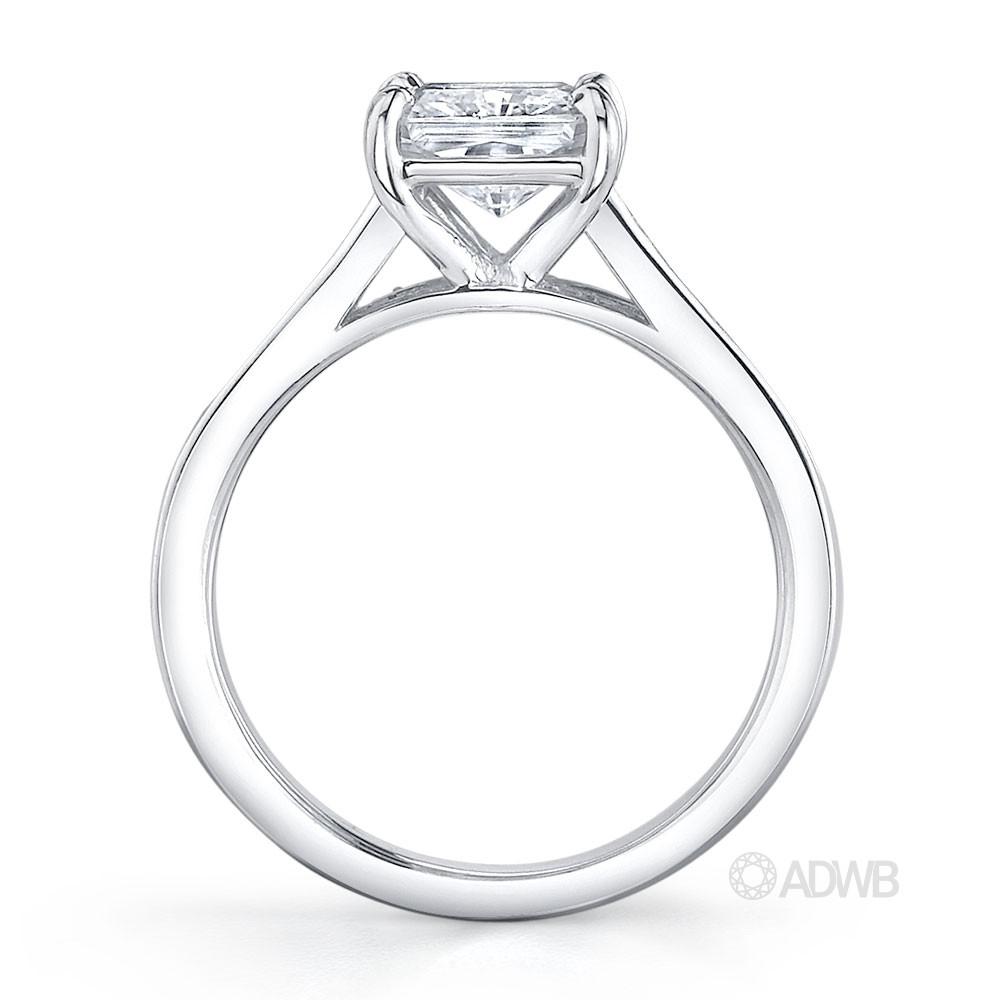 Classic Princess cut diamond ring with channel set diamond band