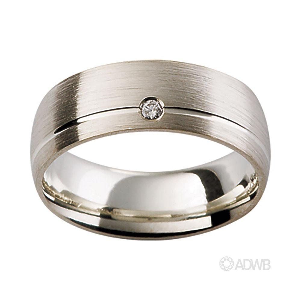 Australian Diamond Broker - 18ct White Gold Matt Finish Diamond Set Band