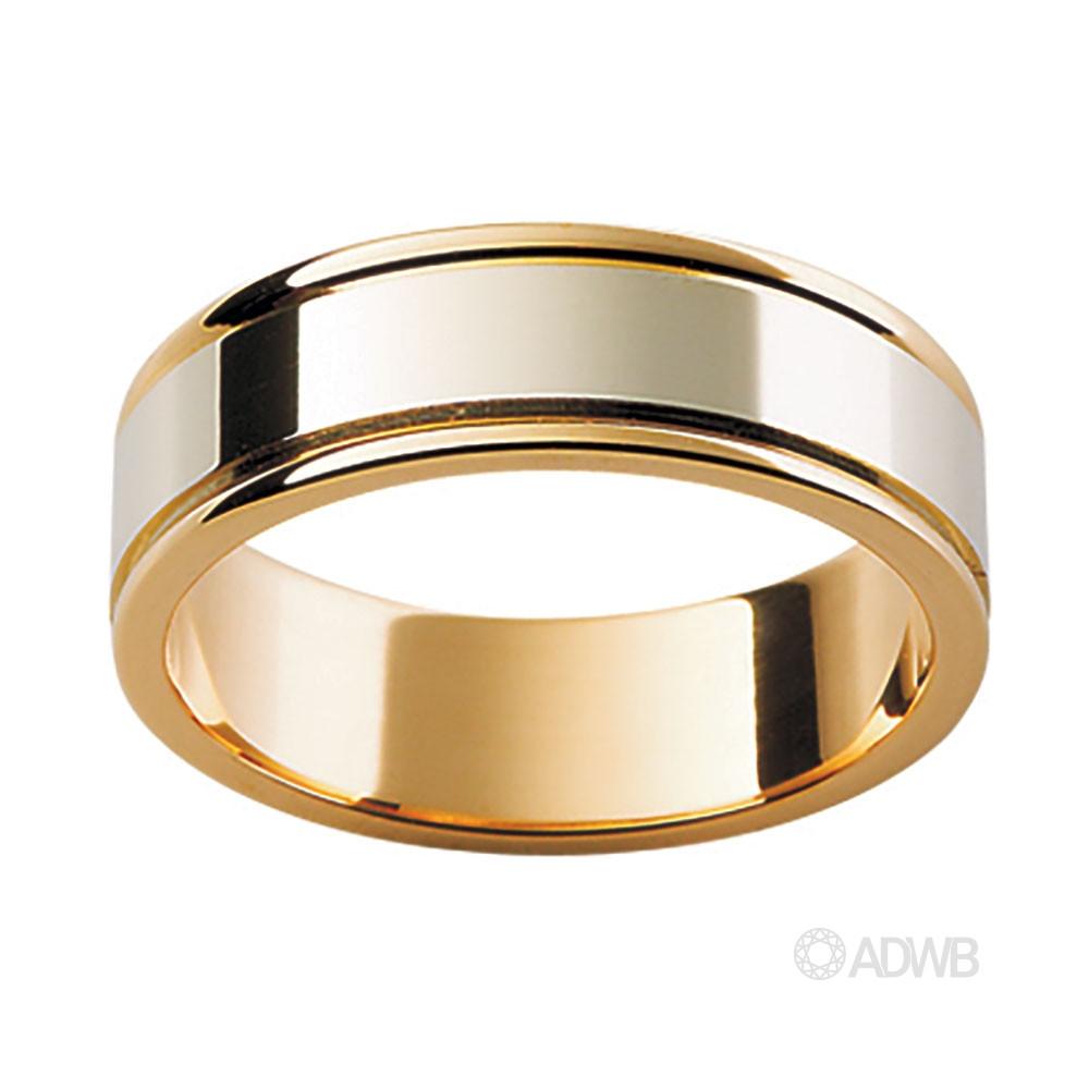 Australian Diamond Broker - 18ct White and Yellow Gold Flat Band