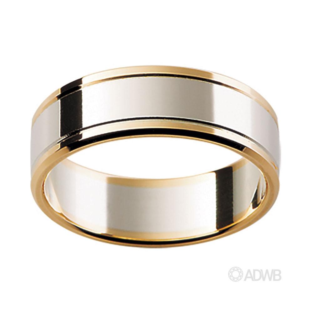 Australian Diamond Broker - 18ct White and Yellow Gold Flat Band