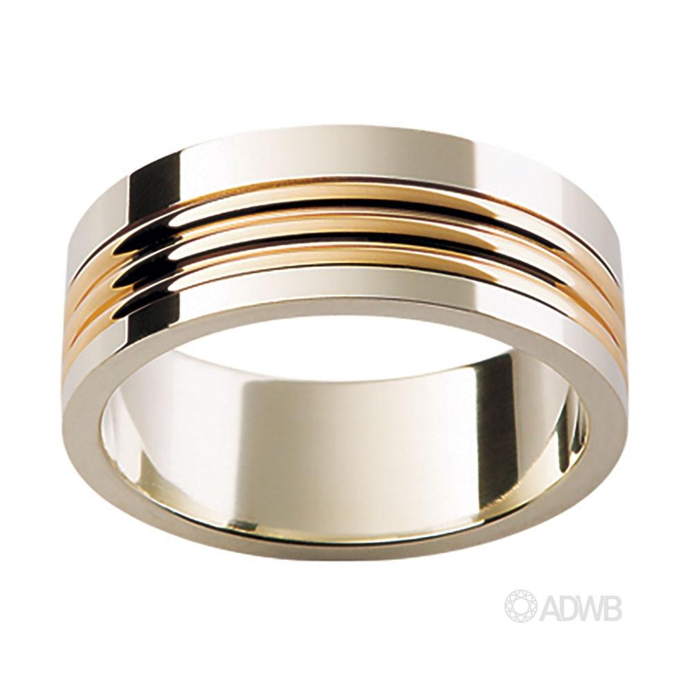 Australian Diamond Broker - 18ct White and Yellow Gold Ribbed Band