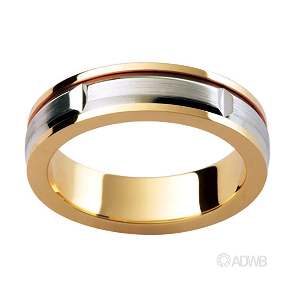 Australian Diamond Broker - 18ct Two Tone Matt Finish Groove Band