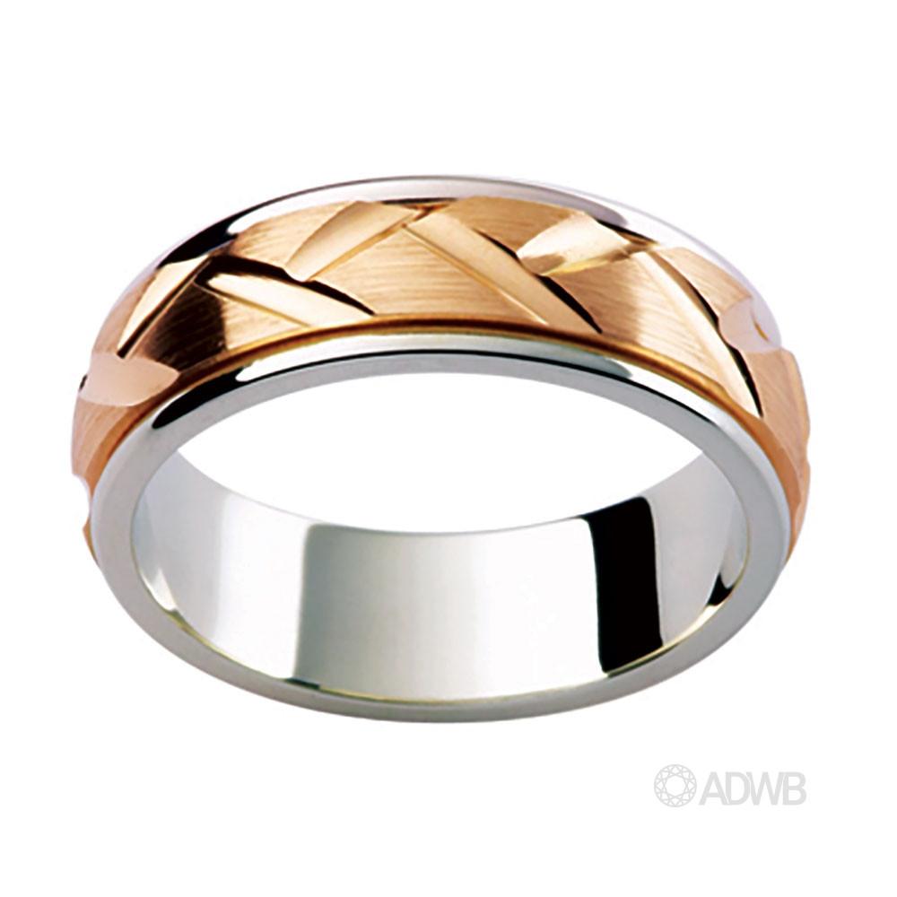 Australian Diamond Broker - 18ct Two Tone Woven Groove Band