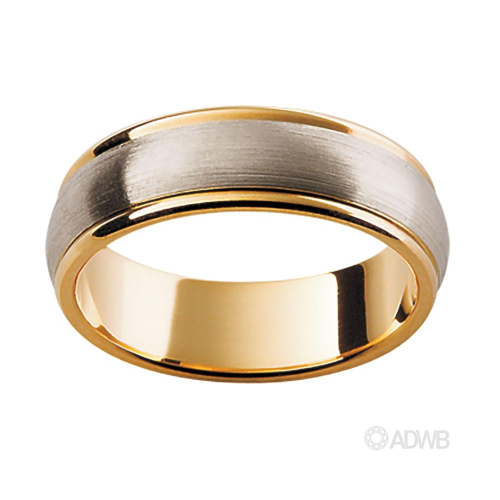 Australian Diamond Broker - 18ct White and Yellow Gold Band with Matt Finish Centre