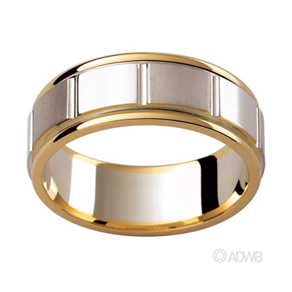 Australian Diamond Broker - 18ct Yellow and White Gold with Patterned Edge Design
