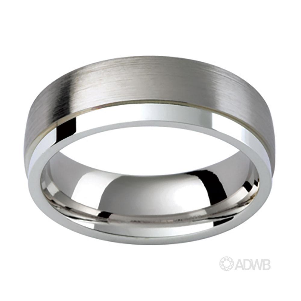 Australian Diamond Broker - 18ct White Gold Matt Shiny Side Ridge Band