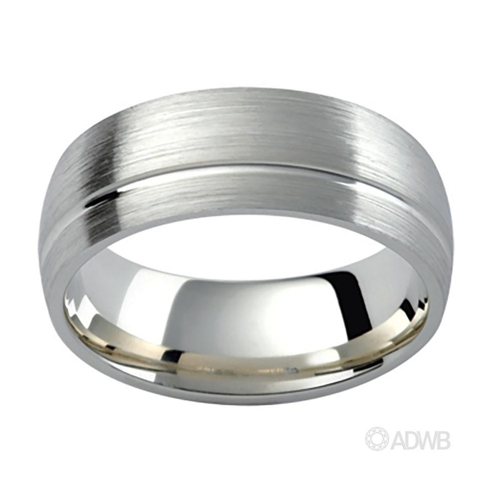 Australian Diamond Broker - 18ct White Gold Grooved Matt Finished Band