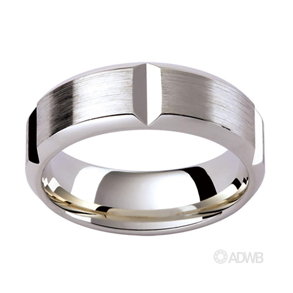 Australian Diamond Broker - 18ct White Gold Cut Out Grooved Band