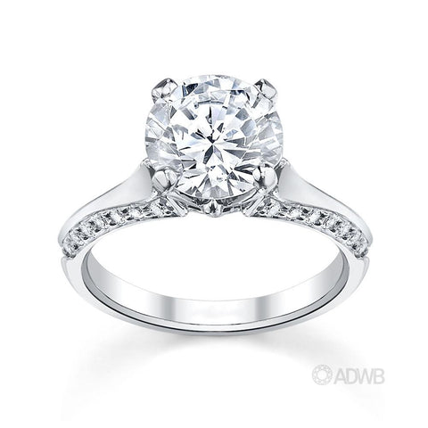 Australian Diamond Broker - Ashley round brilliant cut diamond solitaire ring with grain set diamond band