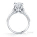 Ashley round brilliant cut diamond solitaire ring with grain set diamond band
