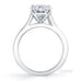 Traditional round brilliant cut diamond ring with grain set diamonds in the band