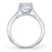 Cross prong princess cut ring with channel set baguette diamonds