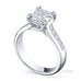 Cross double prong princess cut ring with channel set princess cut side diamonds