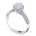Royal crown round brilliant cut diamond ring with pave set band