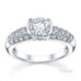 Australian Diamond Broker - Half bezel set round brilliant cut diamond solitaire ring with pave set band