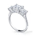 Classic 3 stone princess cut diamond ring with french pave set diamond band