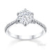 Australian Diamond Broker - Classic 6 claw round brilliant cut diamond ring with french pave set diamond band