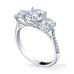 Serenity 3 stone round brilliant cut diamond ring- micro pave set diamond band