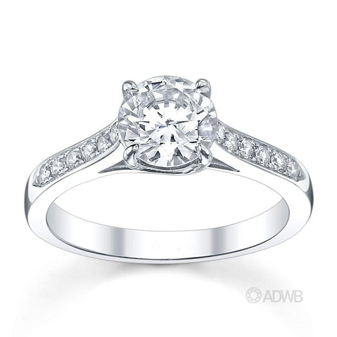 Australian Diamond Broker - Monaco 4 claw diamond solitaire ring with grain set diamond band