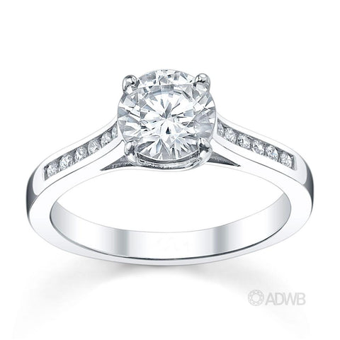 Australian Diamond Broker - Monaco 4 claw diamond solitaire ring with channel set diamond band