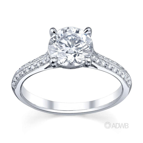 Australian Diamond Broker - Caroline 4 claw round brilliant cut diamond solitaire ring with knife edge grain set diamond band
