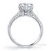 Elegant 6 claw round brilliant cut diamond solitaire ring with grain set diamond band