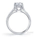 Harley 4 claw round brilliant cut diamond solitaire ring with grain set diamond knife edge band