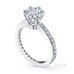 Tiff 6 claw round brilliant cut diamond solitaire ring with full circle grain set diamond band