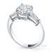 Round brilliant tapered baguette  3 stone diamond ring