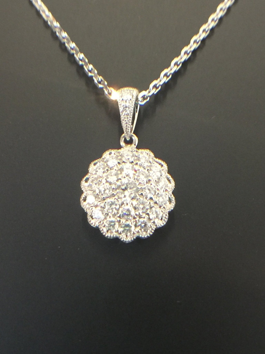 Australian Diamond Brokers - 18ct white gold Art Deco cluster design diamond pendant