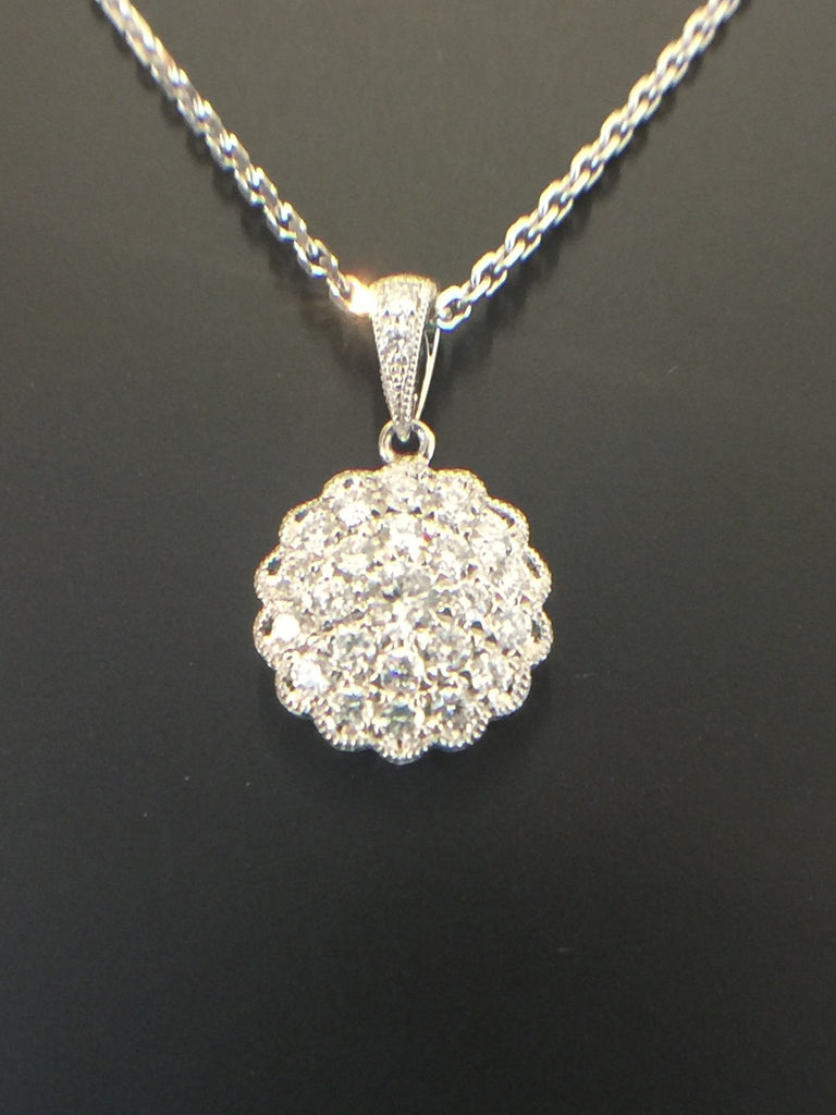 Australian Diamond Brokers - 18ct white gold Art Deco cluster design diamond pendant