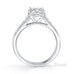 Traditional round brilliant cut diamond ring with bead set diamond band