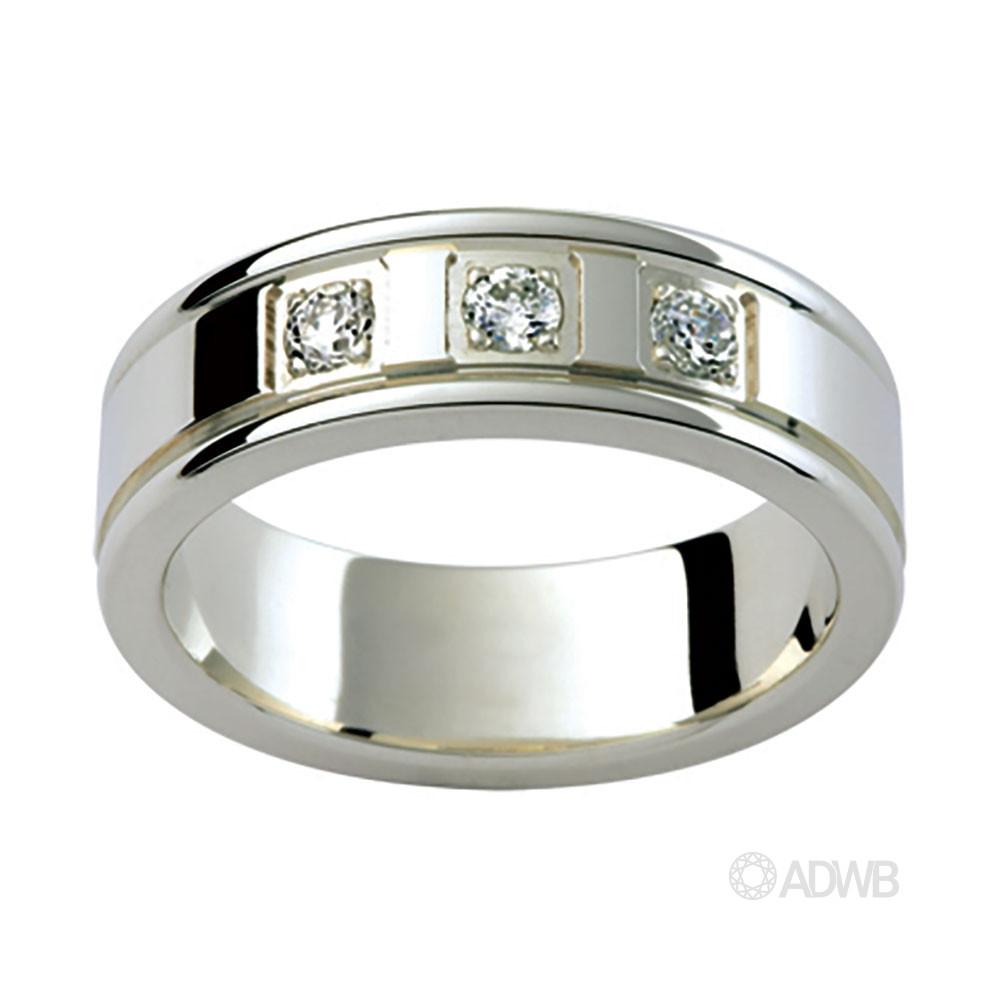 Australian Diamond Broker - 18ct White Gold 3 Diamond Set Band