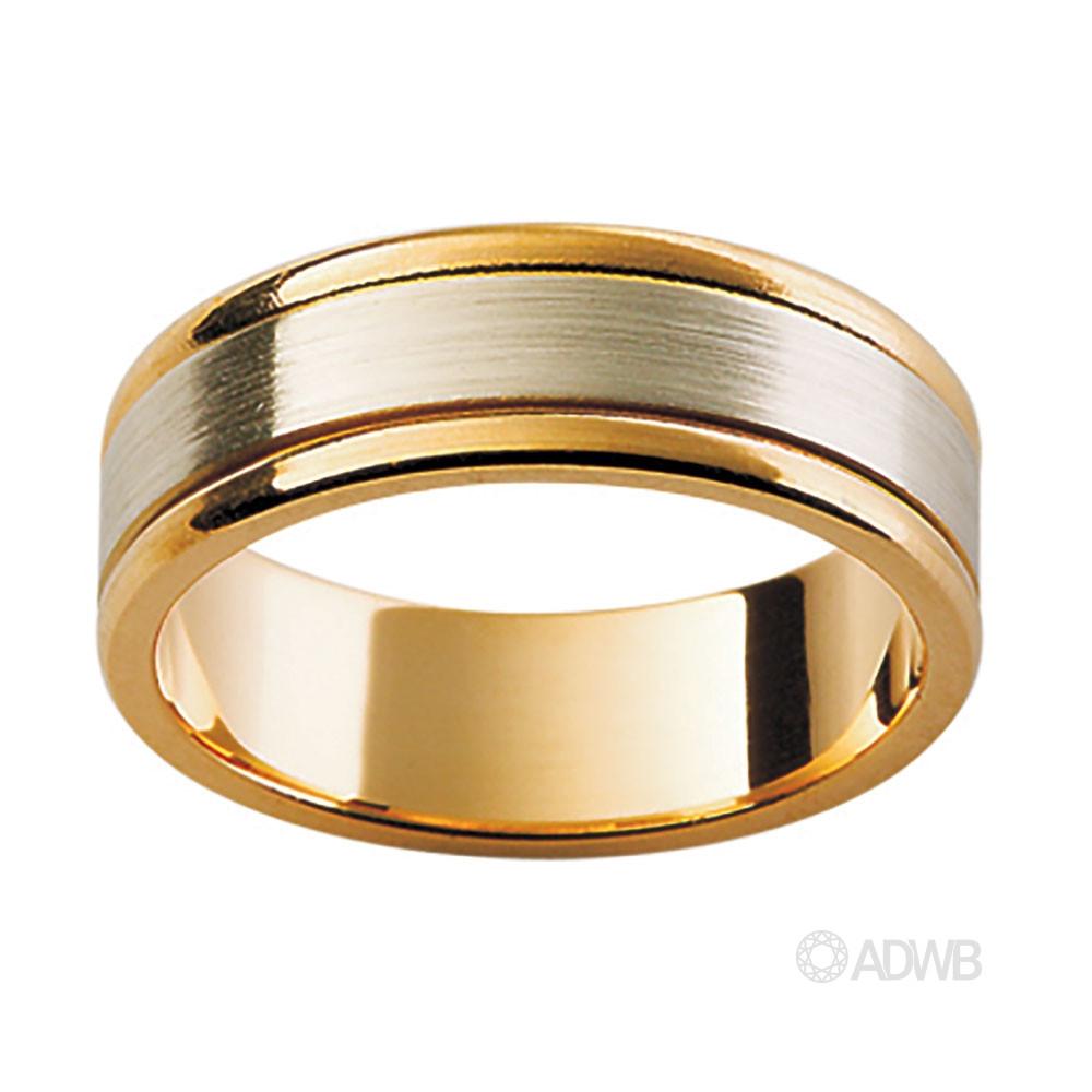 Australian Diamond Broker - 18ct White and Yellow Gold Flat Matt Finish Band