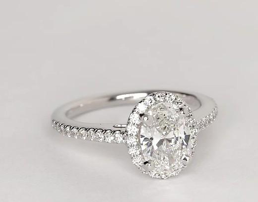 18ct white gold oval cut halo ring